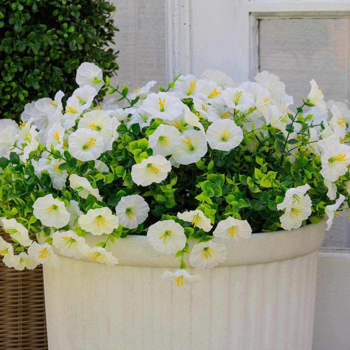 14" UV Resistant Artificial Morning Glory Bush (Indoor/Outdoor) - Set of 12