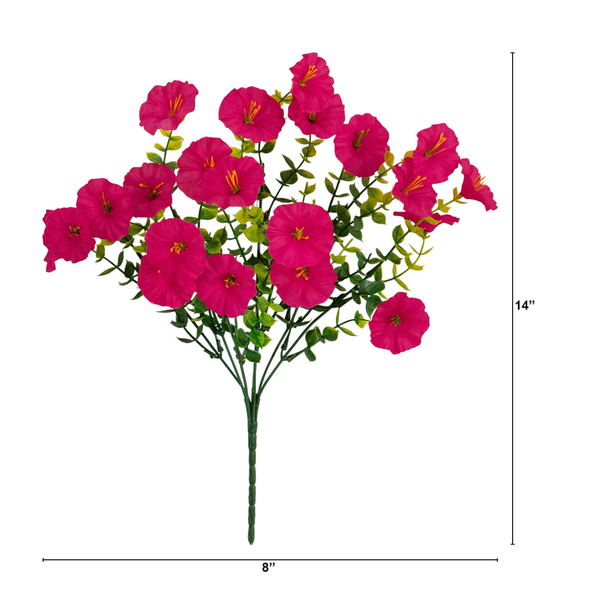 14" UV Resistant Artificial Morning Glory Bush (Indoor/Outdoor) - Set of 12