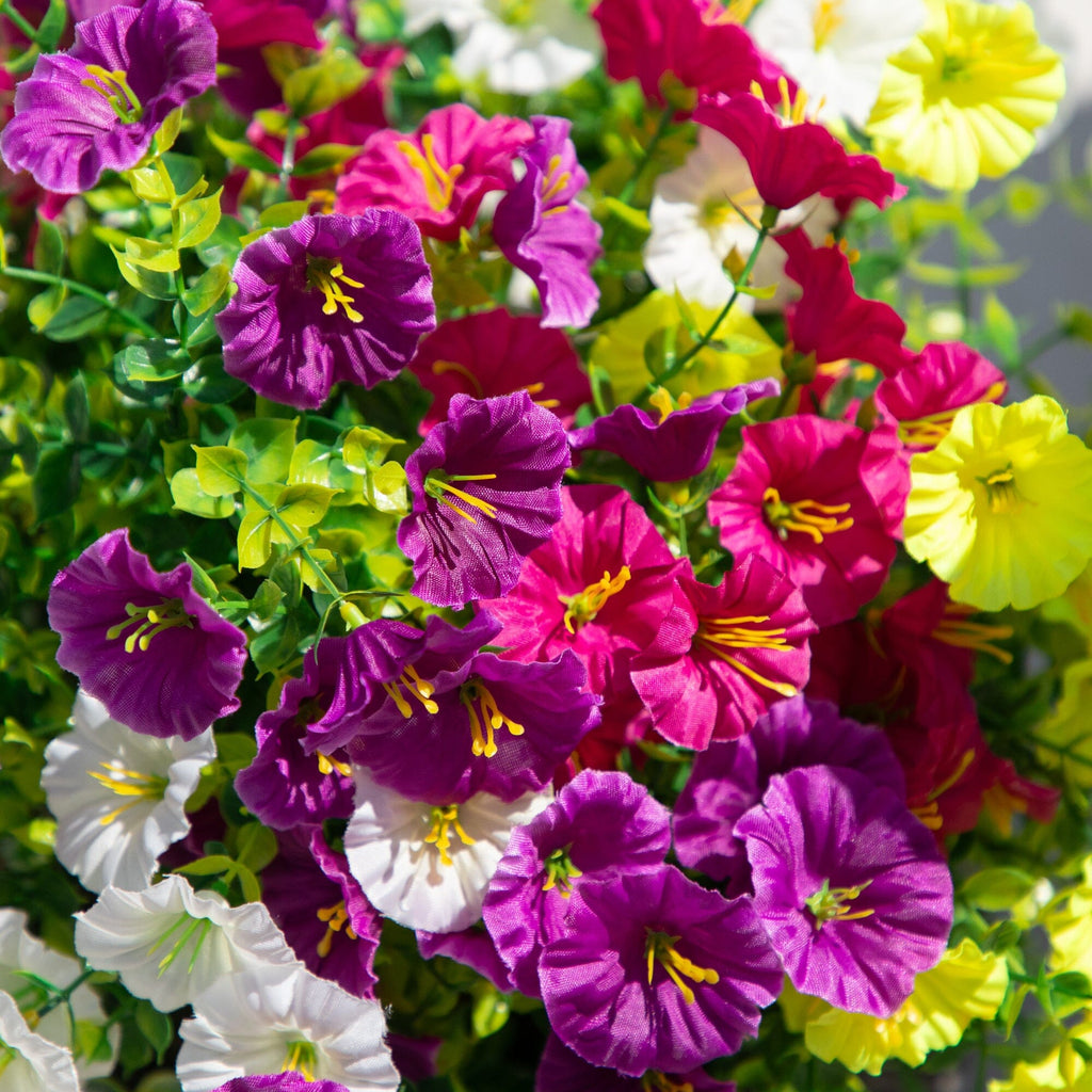 14" UV Resistant Artificial Morning Glory Bush (Indoor/Outdoor) - Set of 12