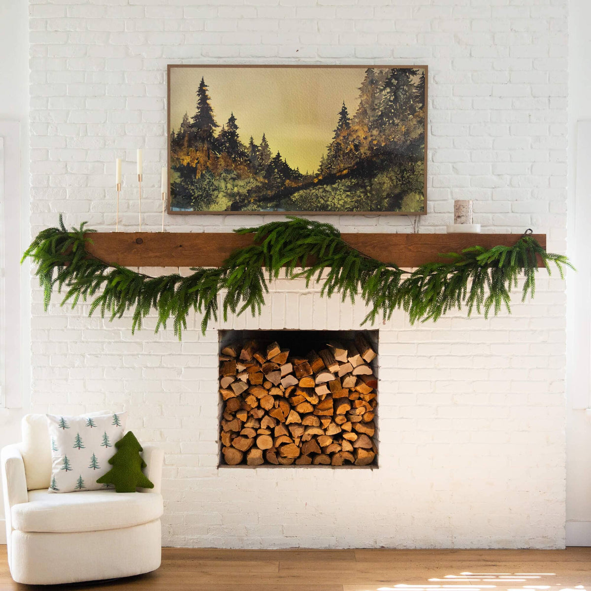 15' Artificial Real Touch Norfolk Island Pine Garland with Natural Look