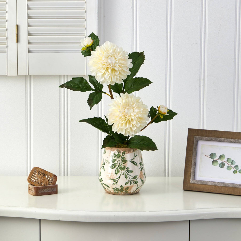 18” Dahlia Artificial Arrangement in Floral Vase