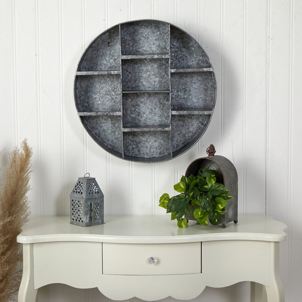 23” Galvanized Round Metal Wall Mounted Shelf System