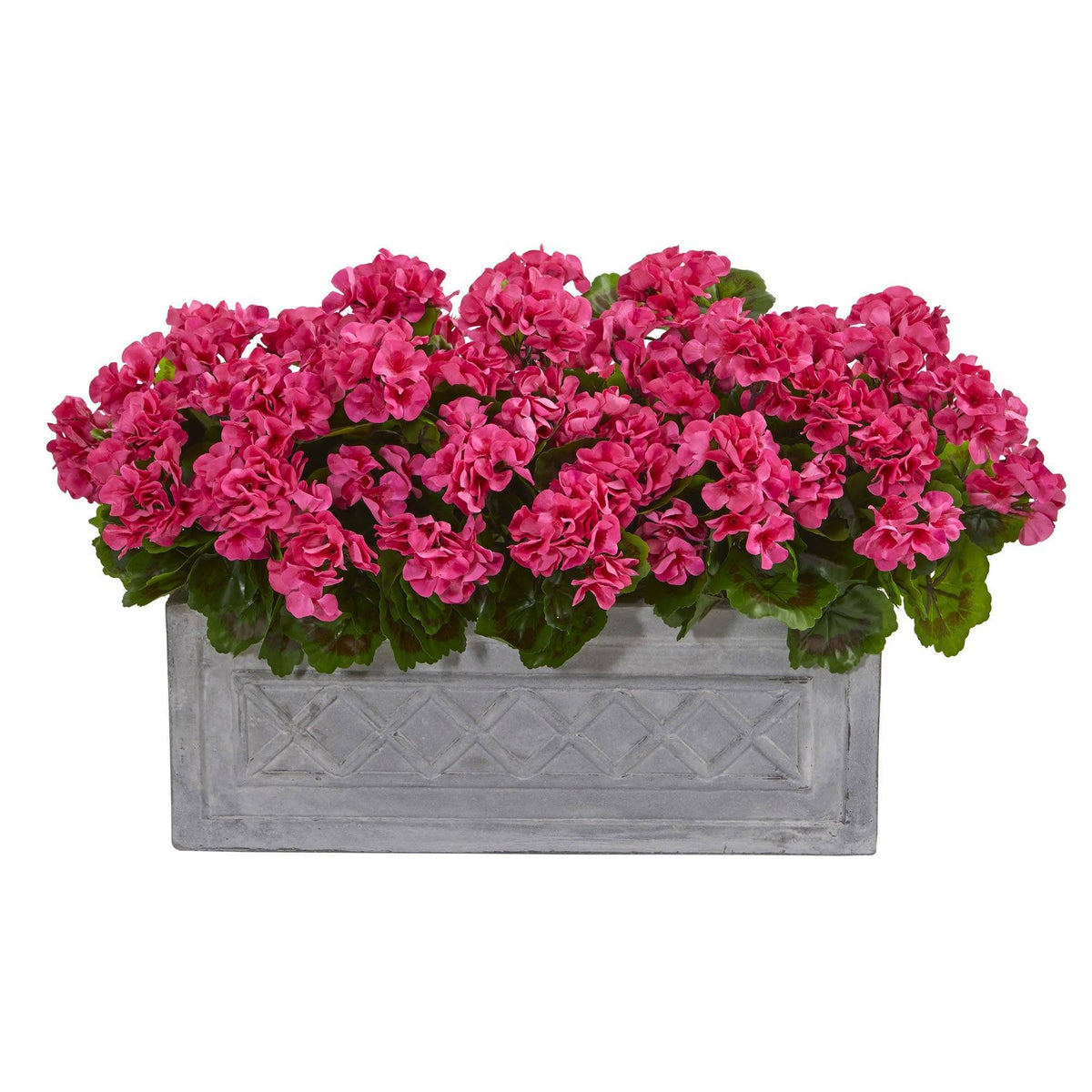18” Geranium Artificial Plant in Stone Planter UV Resistant (Indoor/Outdoor)