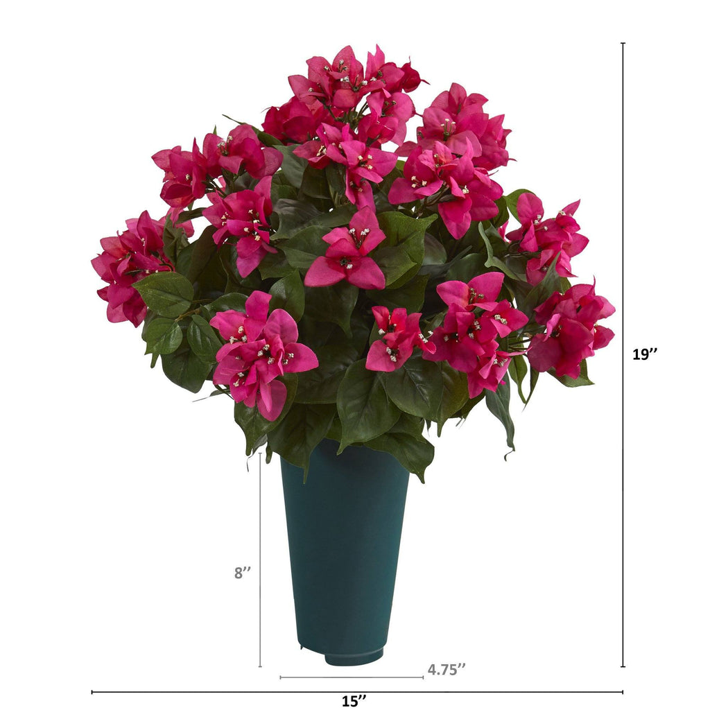 19” Bougainvillea Artificial Graveside Memorial Arrangement in Green Vase