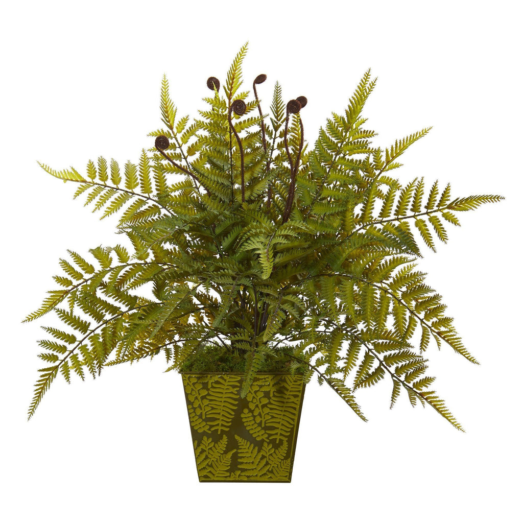 19” Fern Artificial Plant in Green Planter