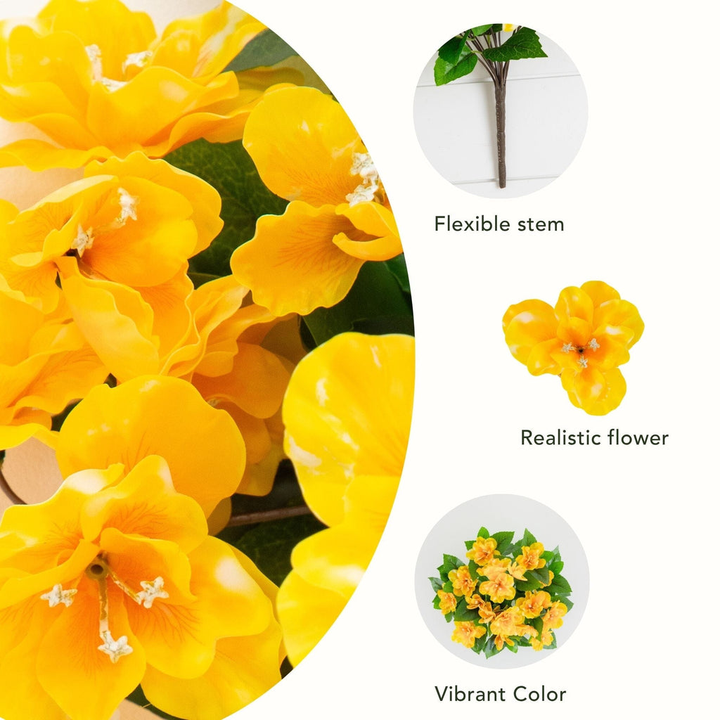 19" UV Resistant Artificial Azalea Bush (Indoor/Outdoor) - Set of 3