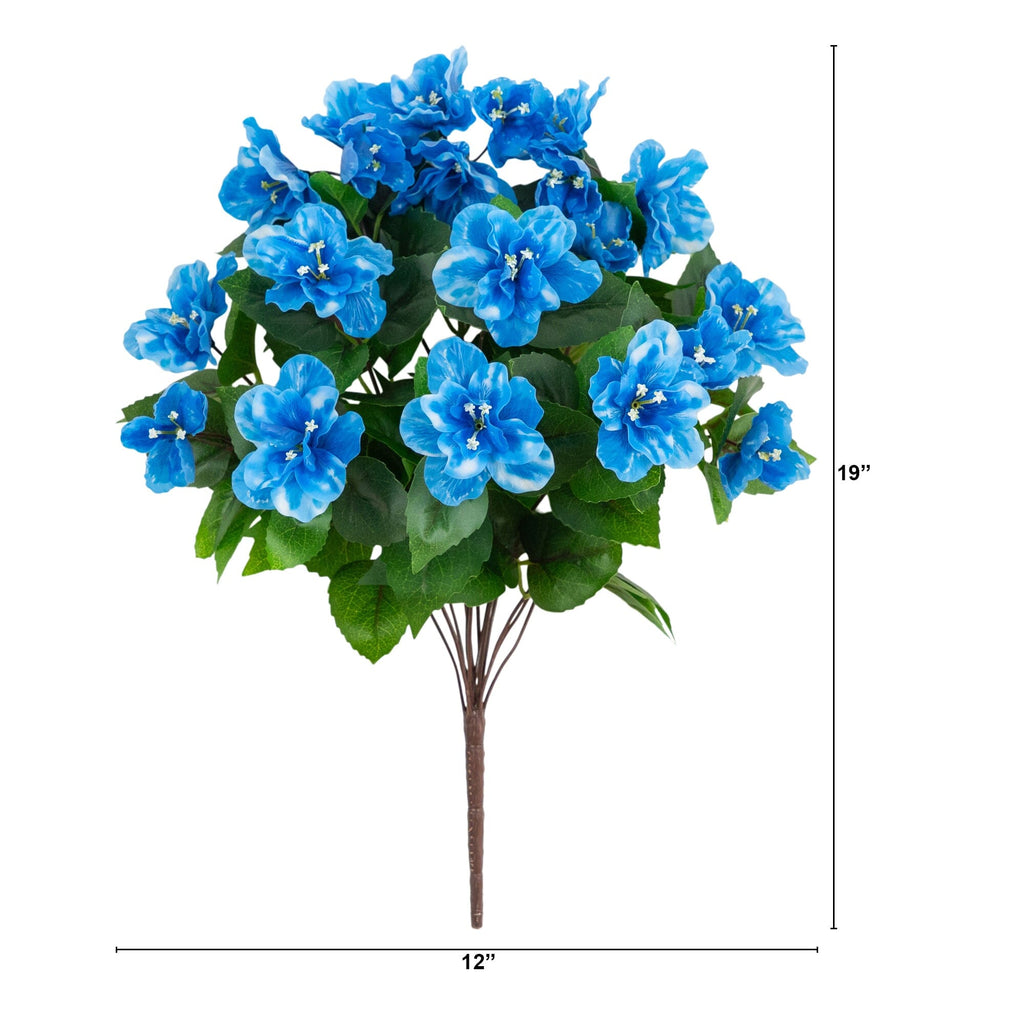 19" UV Resistant Artificial Azalea Bush (Indoor/Outdoor) - Set of 3