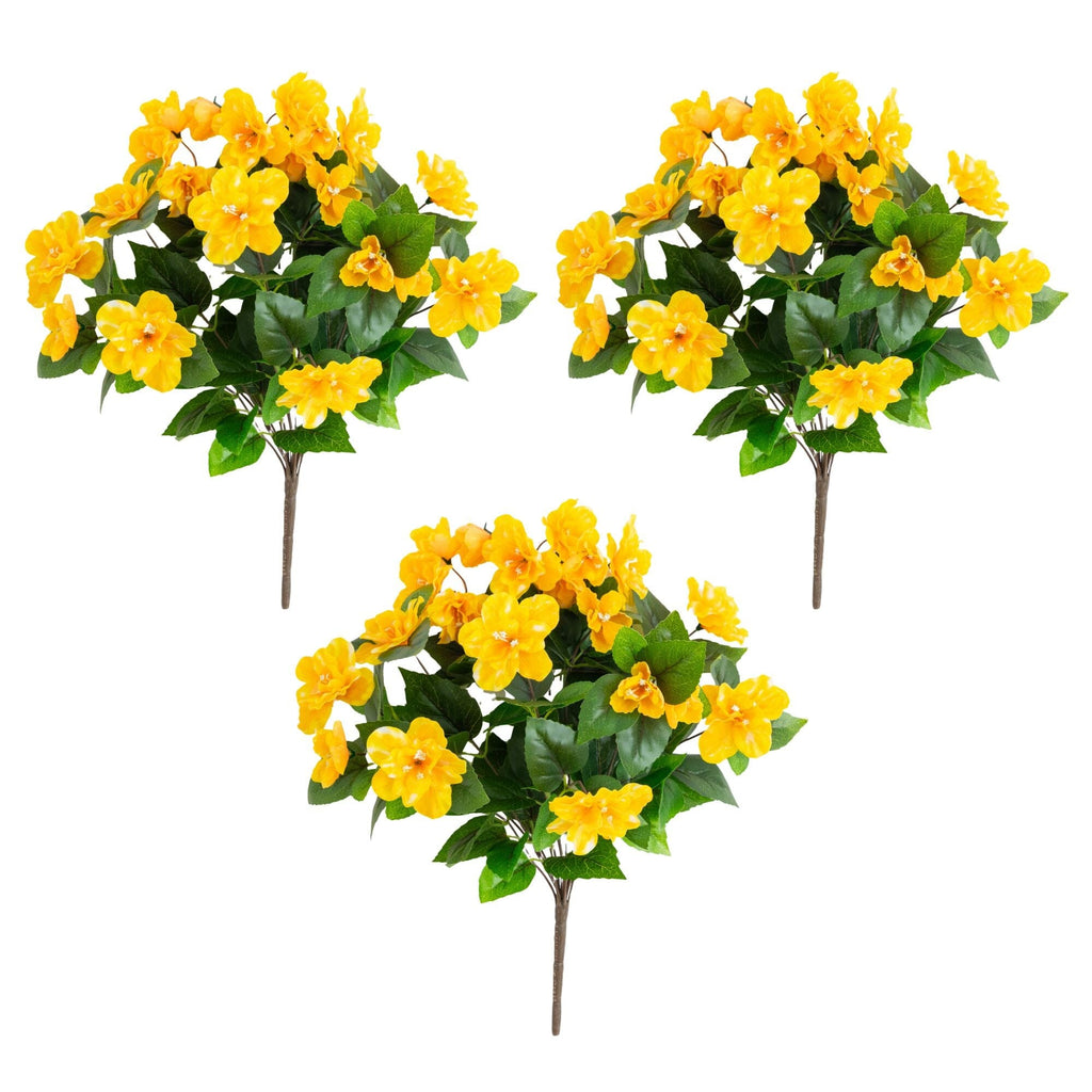 19" UV Resistant Artificial Azalea Bush (Indoor/Outdoor) - Set of 3