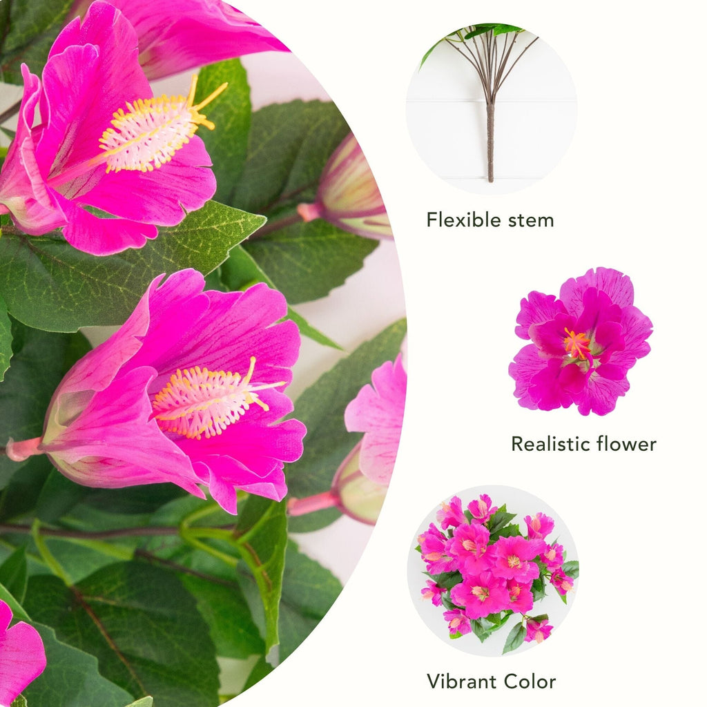 19" UV Resistant Artificial Hibiscus Bush (Indoor/Outdoor) - Set of 3