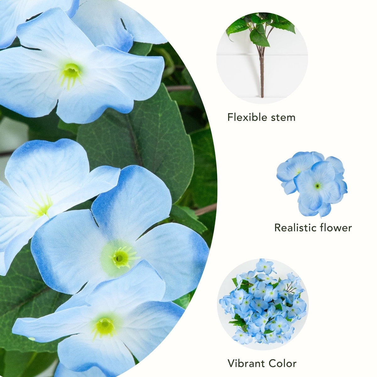 19" UV Resistant Artificial Hydrangea Bush (Indoor/Outdoor) - Set of 3