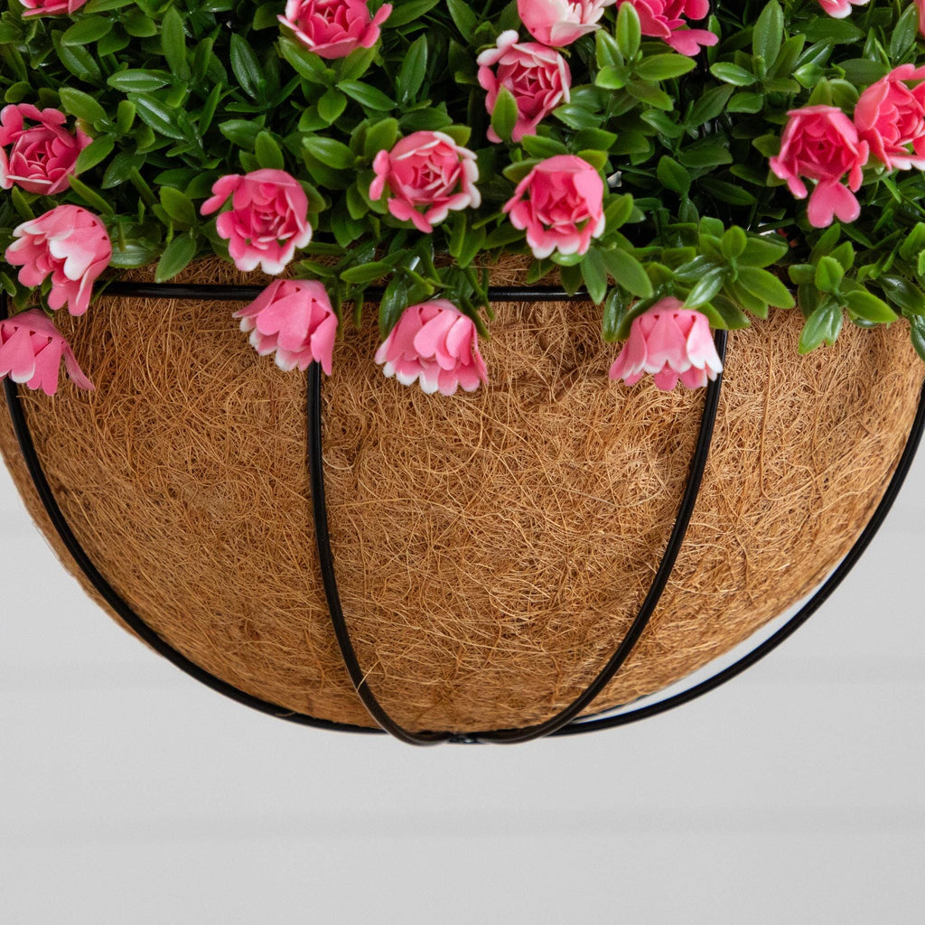 19” UV Resistant Artificial Mini Rose and Aptenia Hanging Basket (Indoor/Outdoor)