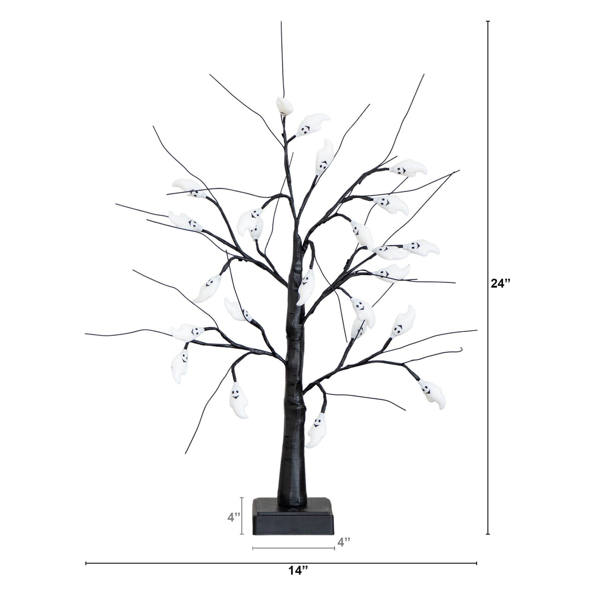 2' Pre-Lit Artificial Halloween Ghost Twig Tree with 24 Purple LED Lights