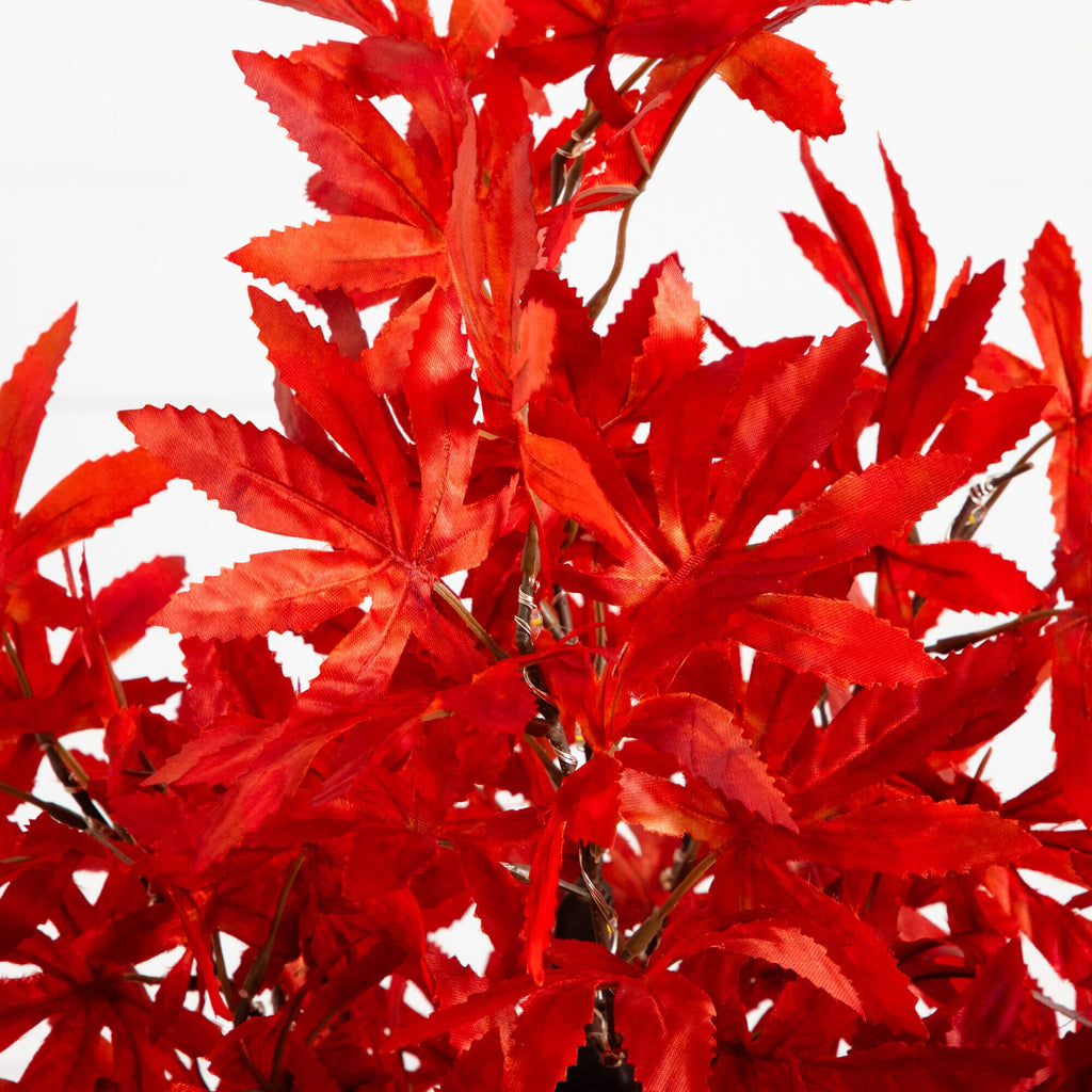 2' Pre-Lit Red Autumn Maple Artificial Fall Tree with 50 Warm White LED Lights and Detachable Base