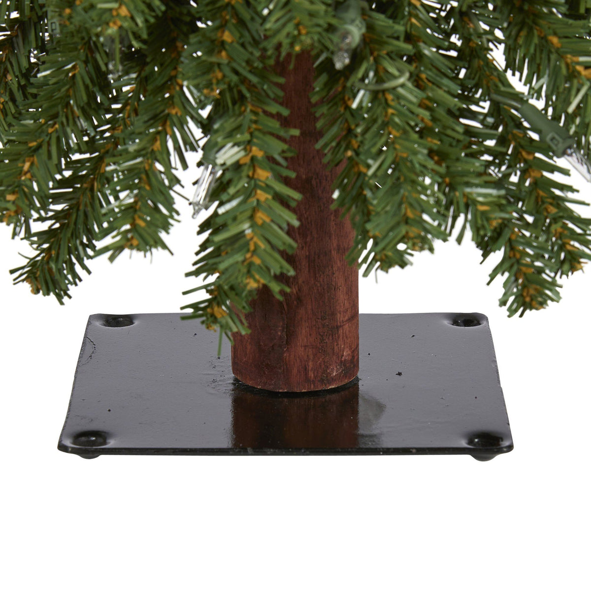 2’ Grand Alpine Artificial Christmas Tree with 35 Clear Lights and 111 Bendable Branches on Natural Trunk