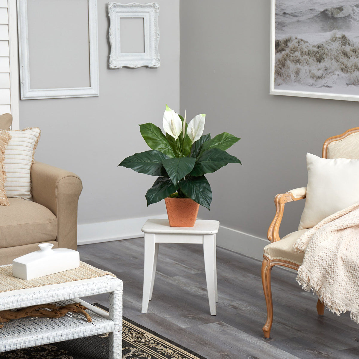 2’ Spathiphyllum Artificial Plant in Terra-Cotta Planter