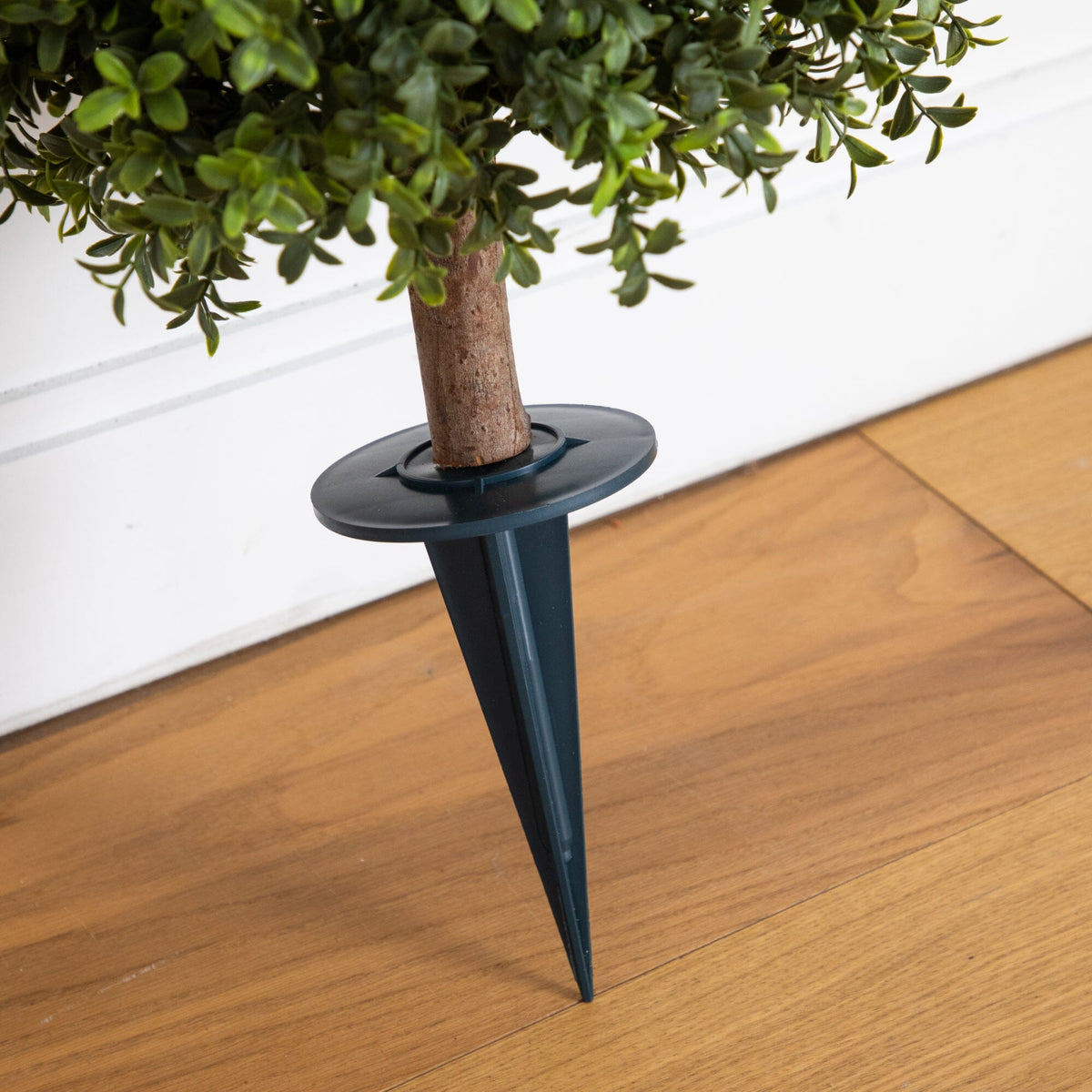 2' UV Resistant Artificial Boxwood Topiary with Integrated Ground Stake (Indoor/Outdoor) - Set of 2
