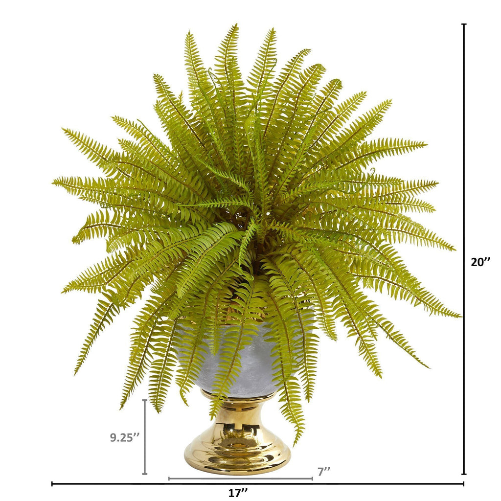 20” Fern Artificial Plant in Stoneware Urn