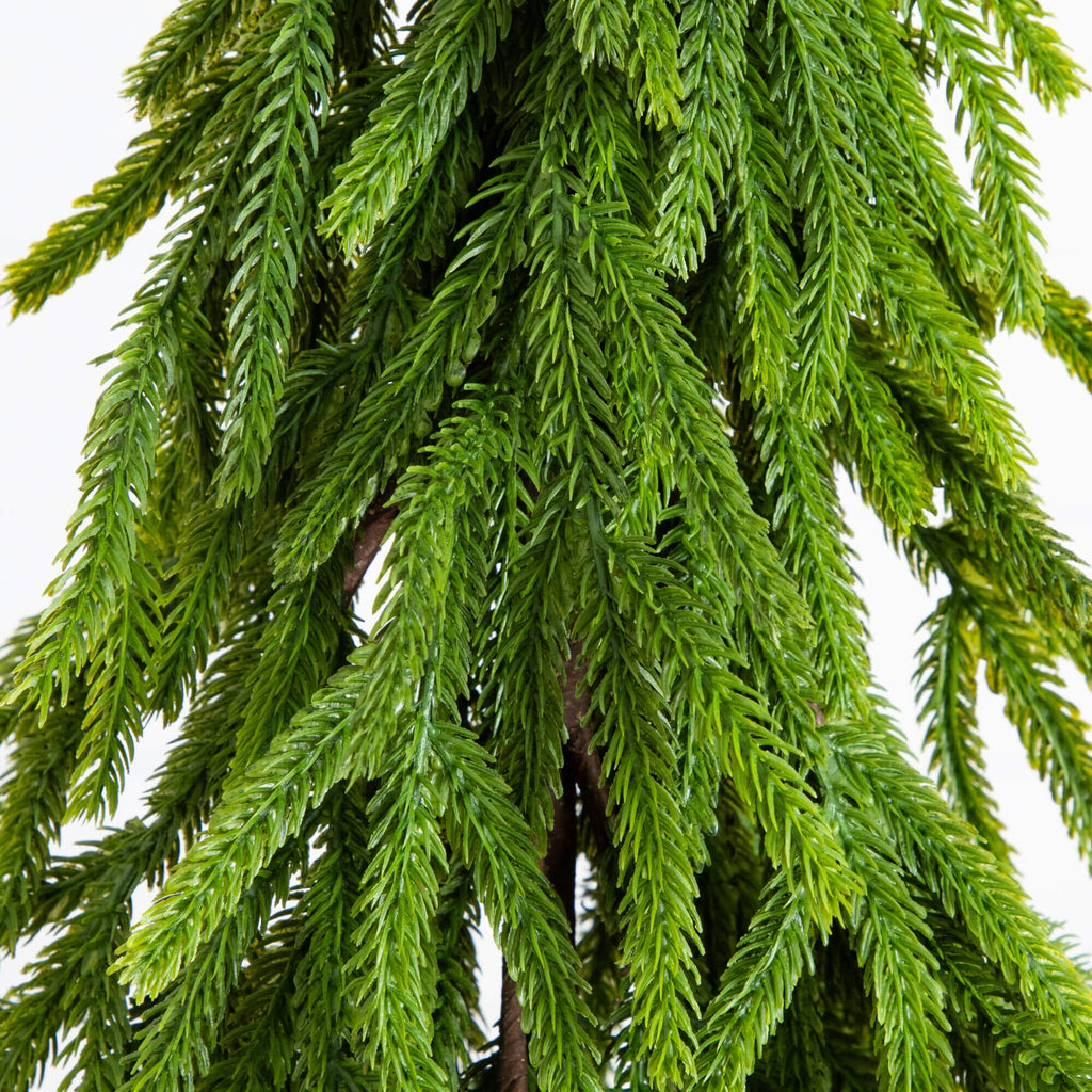 20" Artificial Real Touch Down Swept Norfolk Island Pine in Christmas Tin Metal Planter with Natural Look