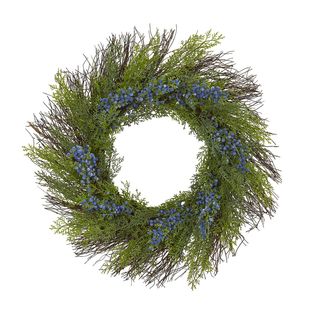 21” Cedar with Blue Berries Artificial Wreath