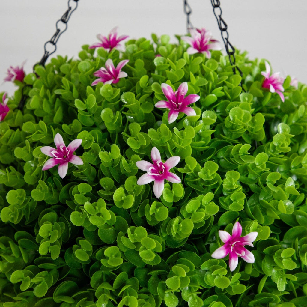 21” UV Resistant Artificial Lily and Eucalyptus Hanging Basket (Indoor/Outdoor)