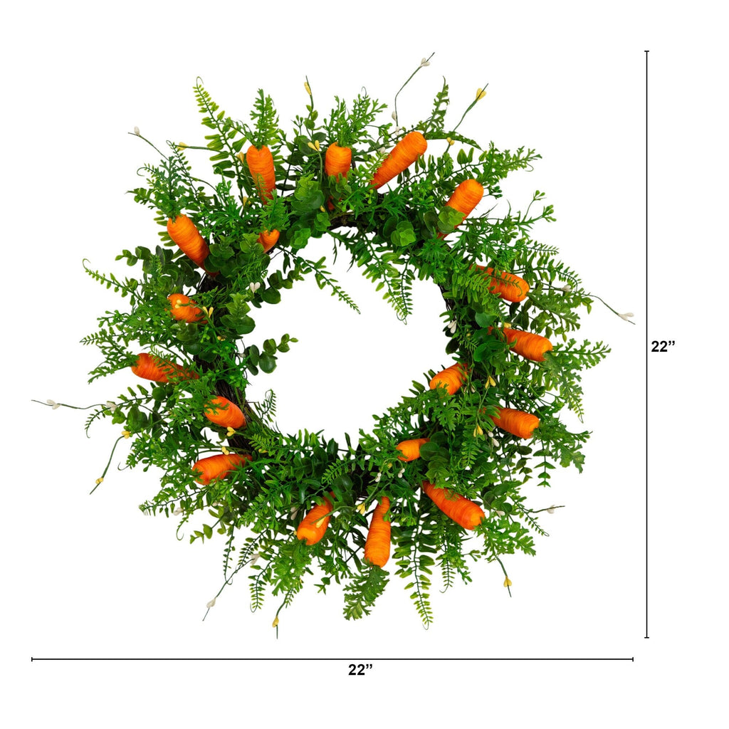 22" Artificial Easter Fern and Carrots Wreath