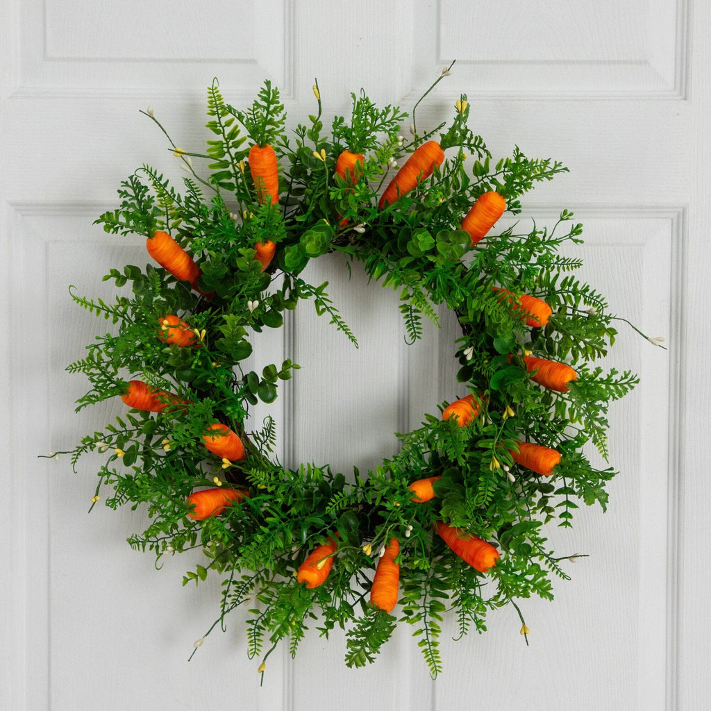 22" Artificial Easter Fern and Carrots Wreath