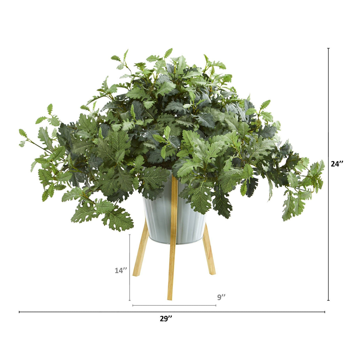 24” Dusty Miller Artificial Plant in Green Planter with Legs