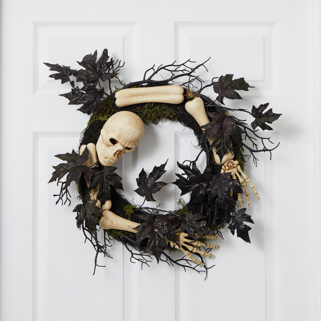 24" Halloween Skull and Bones Wreath