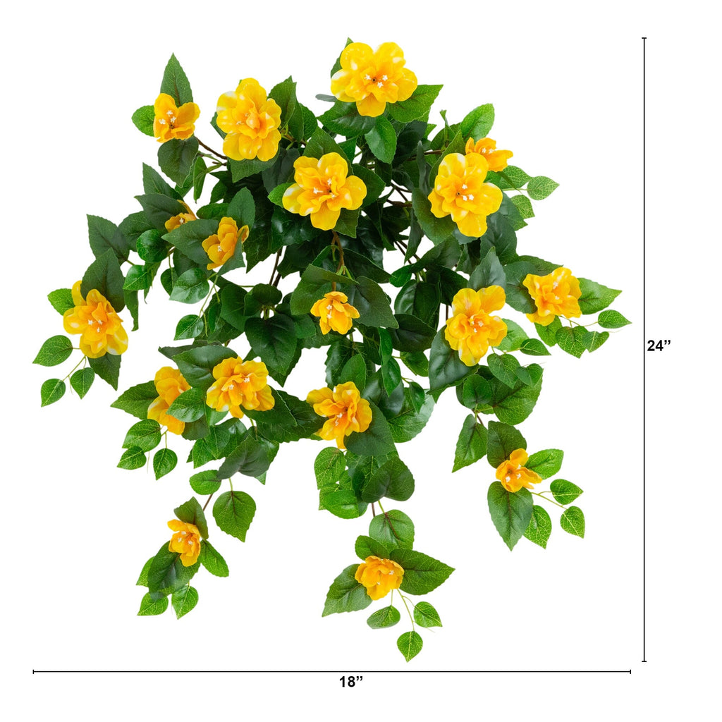 24" UV Resistant Artificial Azalea Hanging Plant (Indoor/Outdoor) - Set of 3