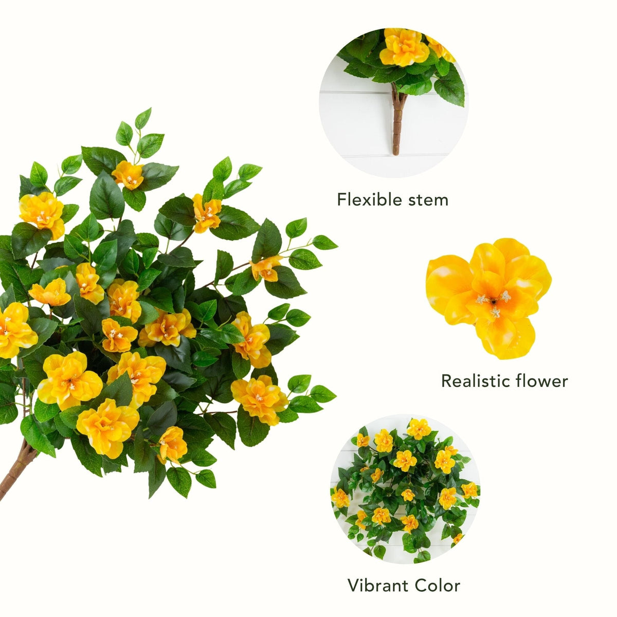 24" UV Resistant Artificial Azalea Hanging Plant (Indoor/Outdoor) - Set of 3