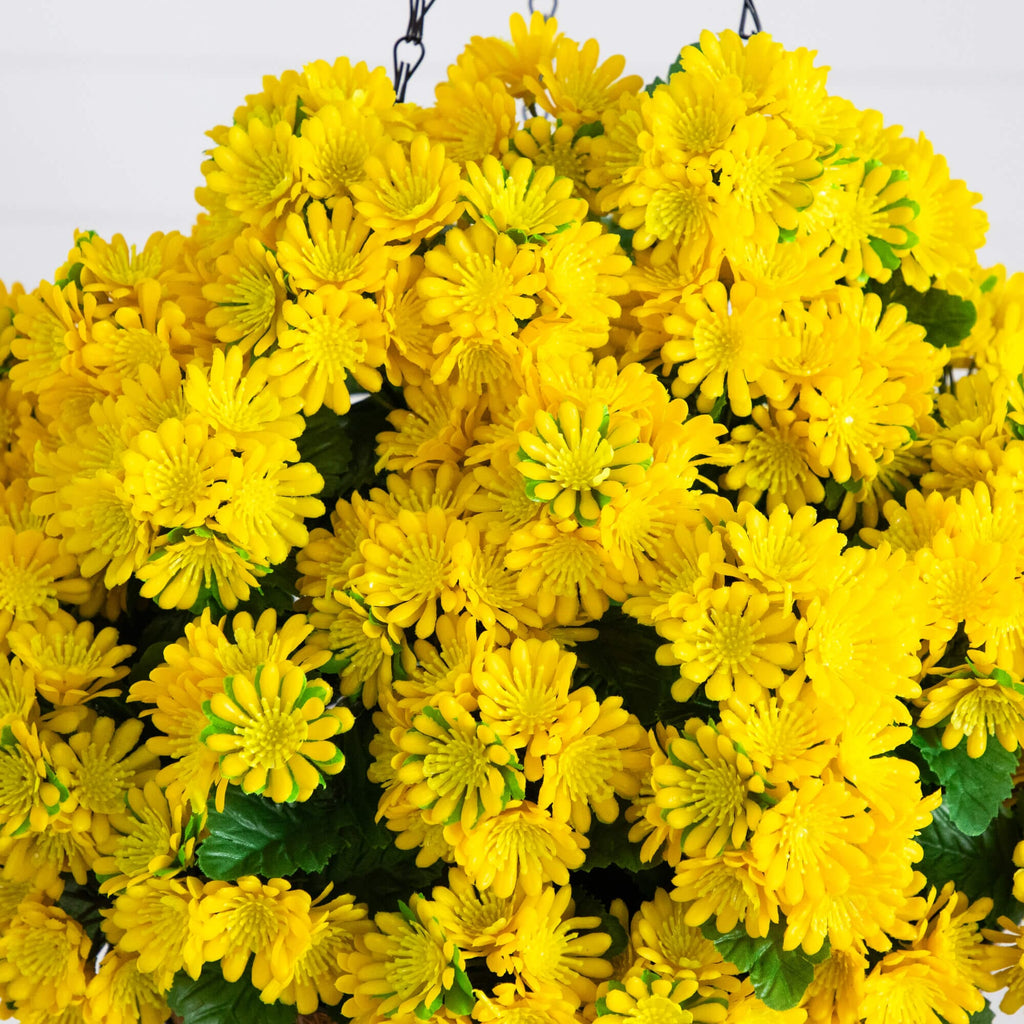 24" UV Resistant Artificial Chrysanthemum Hanging Basket (Indoor/Outdoor)