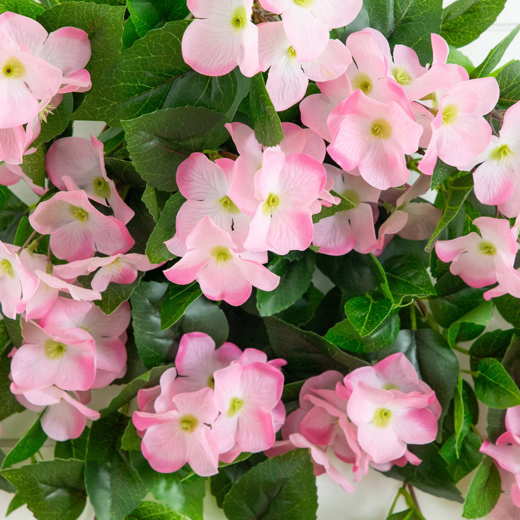 24" UV Resistant Artificial Hydrangea Hanging Plant (Indoor/Outdoor) - Set of 2