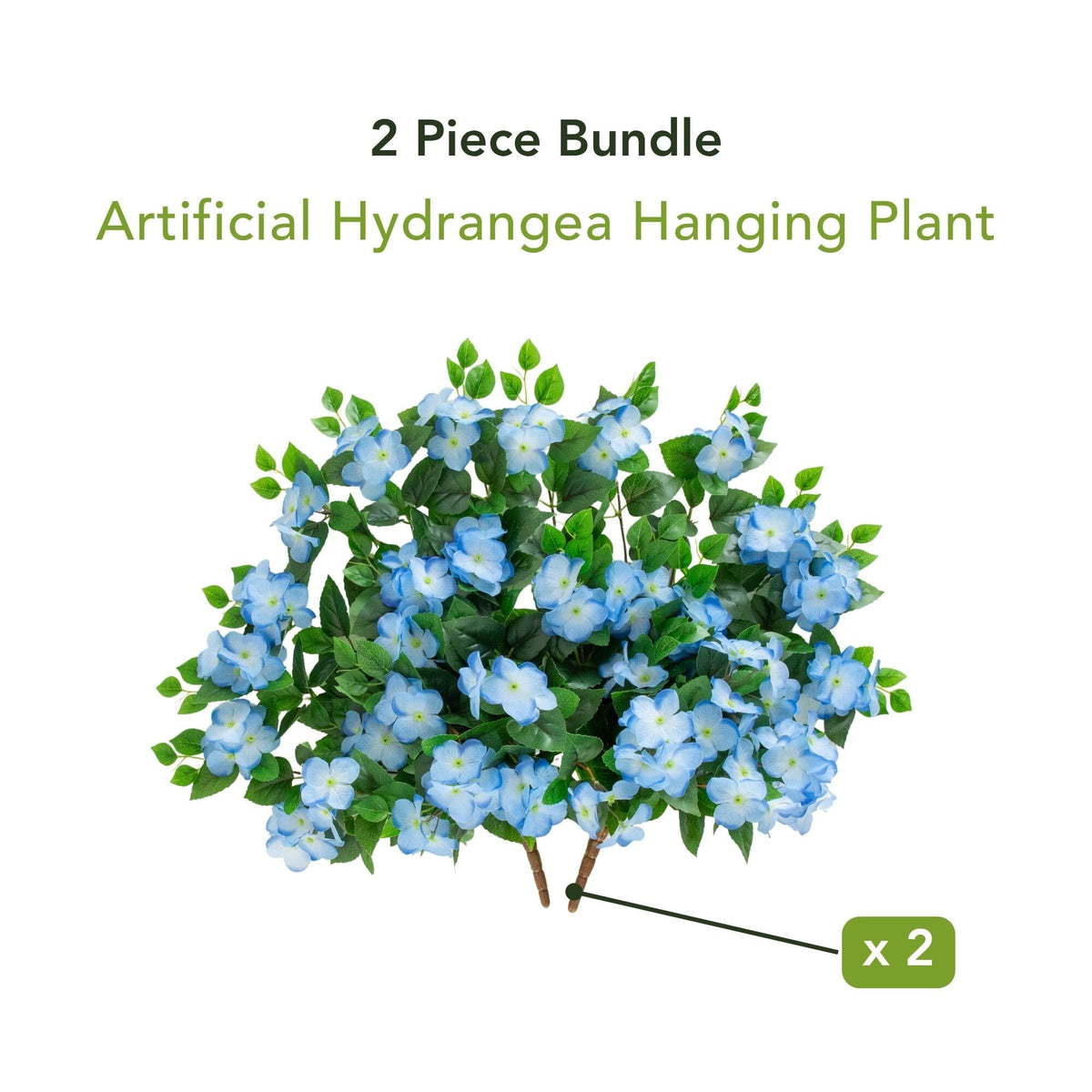 24" UV Resistant Artificial Hydrangea Hanging Plant (Indoor/Outdoor) - Set of 2