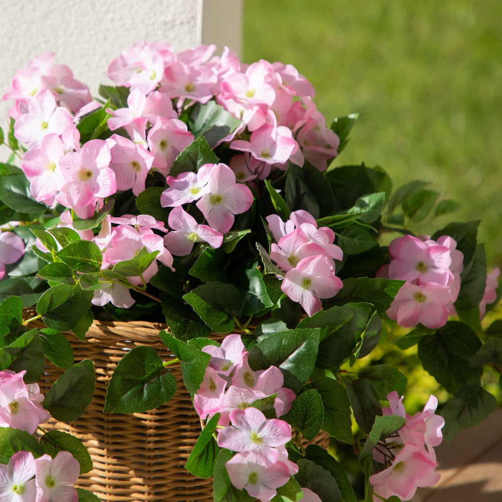 24" UV Resistant Artificial Hydrangea Hanging Plant (Indoor/Outdoor) - Set of 2