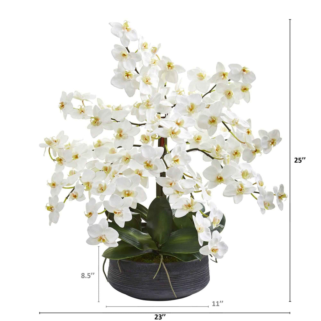 25” Phalaenopsis Orchid Artificial Arrangement in Decorative Bowl