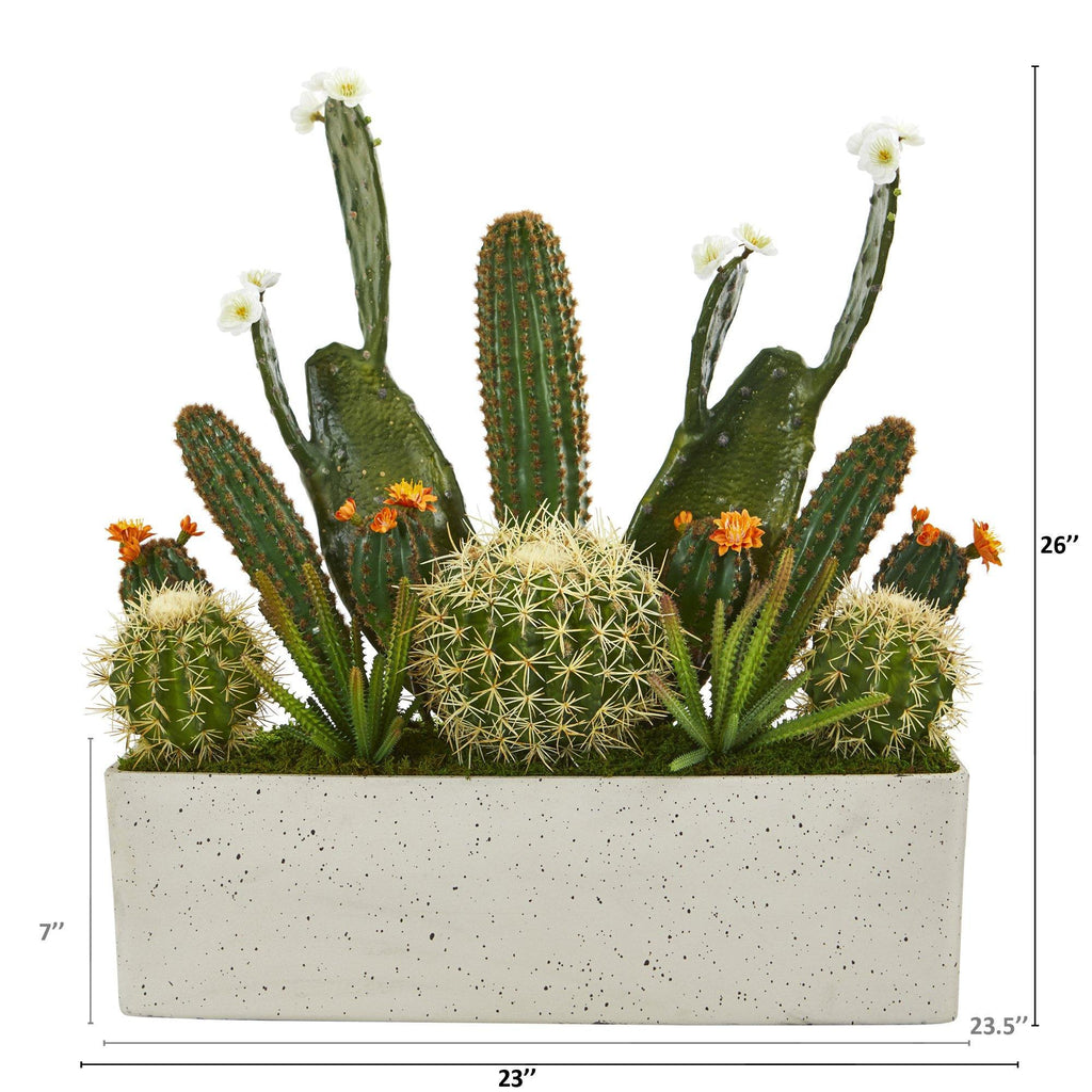 26” Succulent Garden Artificial Plant in White Planter
