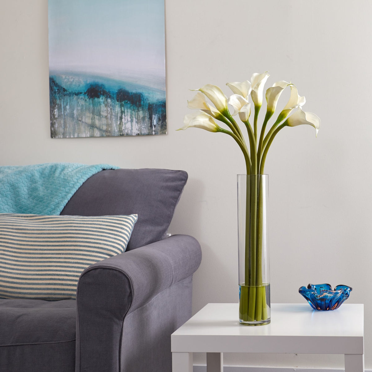 27” Calla Lily Artificial Arrangement in Cylinder Vase