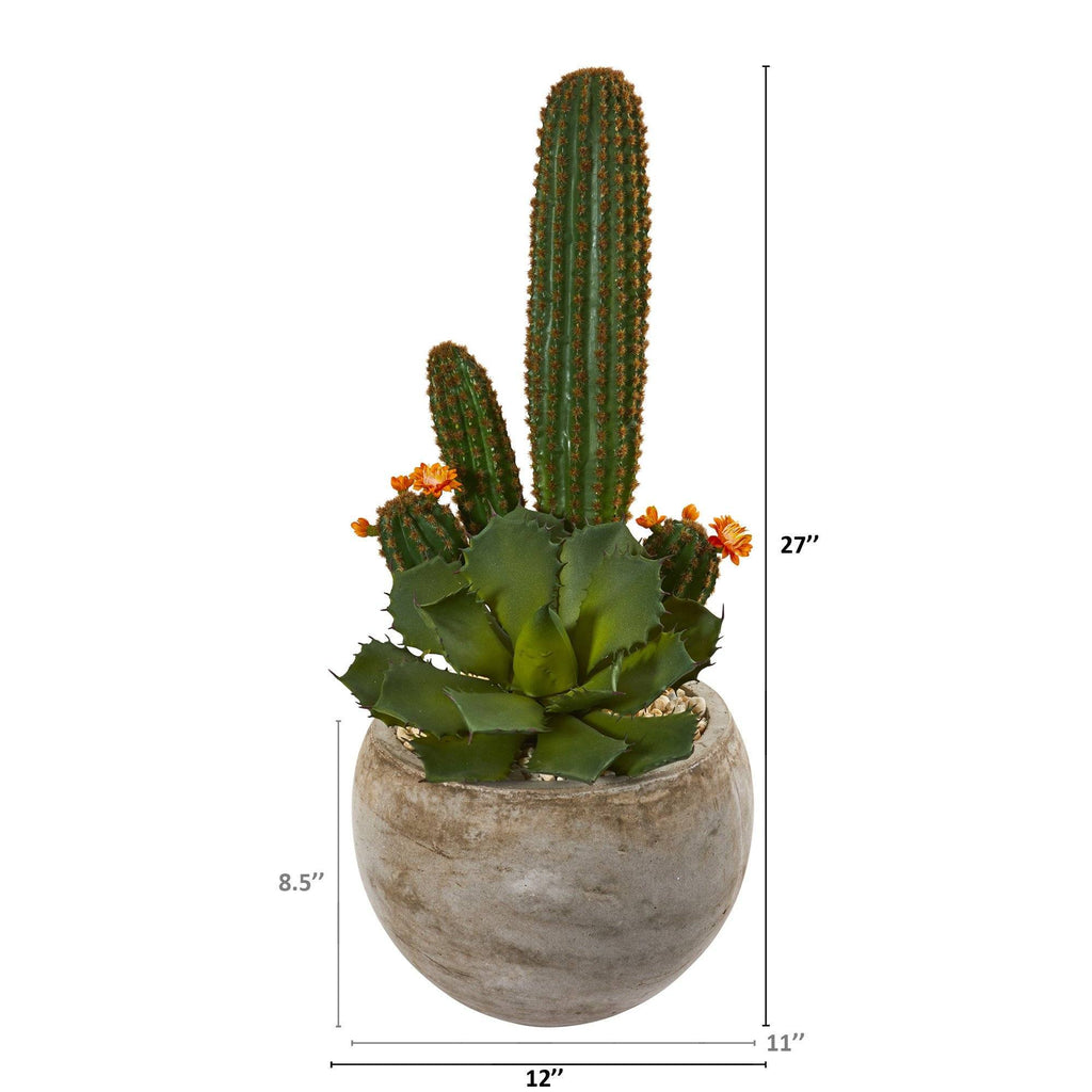 27” Mixed Succulent Artificial Plant in Sand Colored Planter
