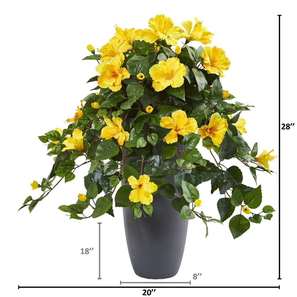 28” Hibiscus Artificial Plant in Gray Planter