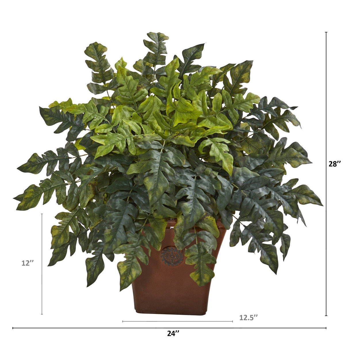 28” Holly Fern Artificial Plant in Brown Planter