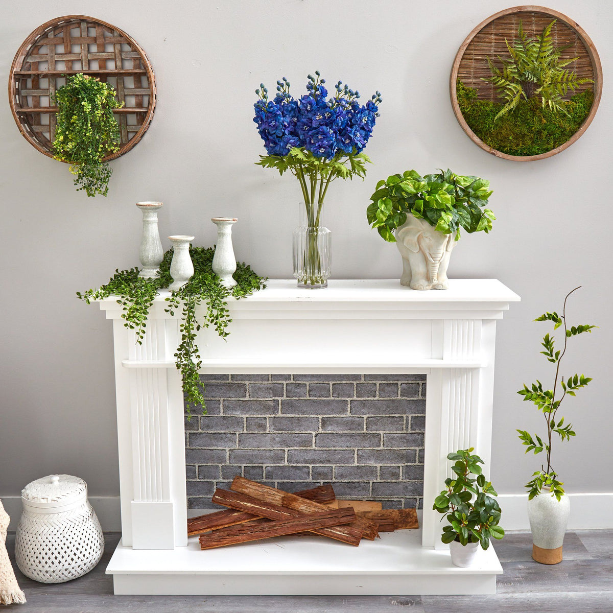 29” Delphinium Artificial Arrangement in Glass Vase