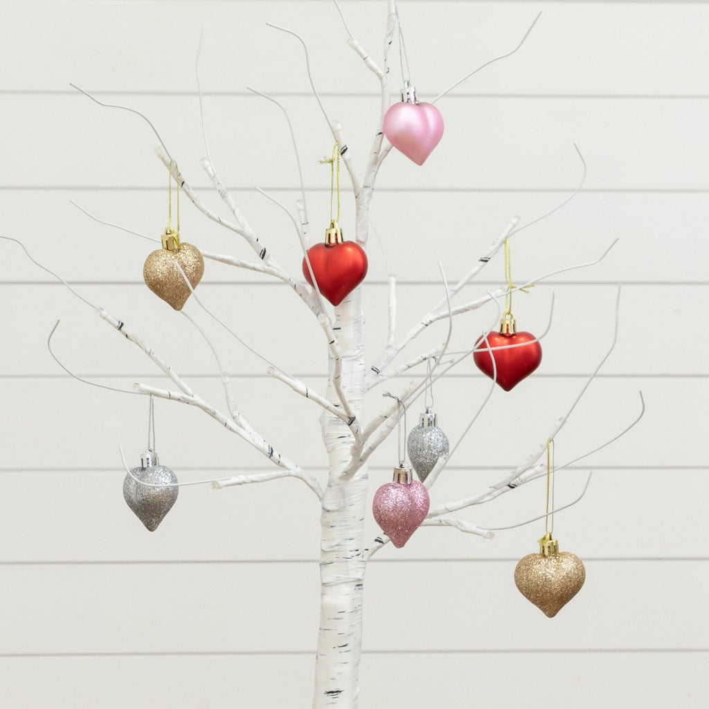 2' Pre-Lit Artificial Valentine's Day Twig Tree with 24 Warm White LED Lights and Heart Ornaments