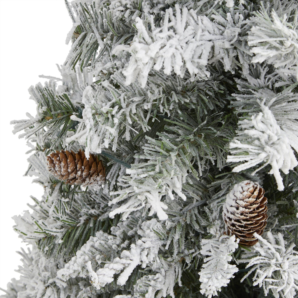 3' Flocked White River Mountain Pine Artificial Christmas Tree with Pinecones