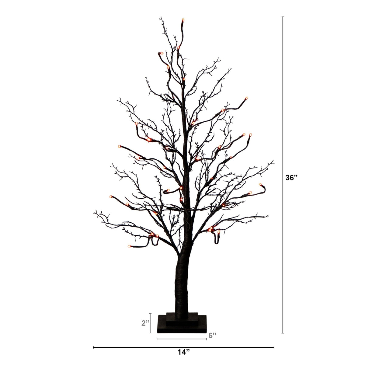 3' Pre-Lit Halloween Deluxe Black Twig Artificial Tree with 36 Orange & Purple LED Lights