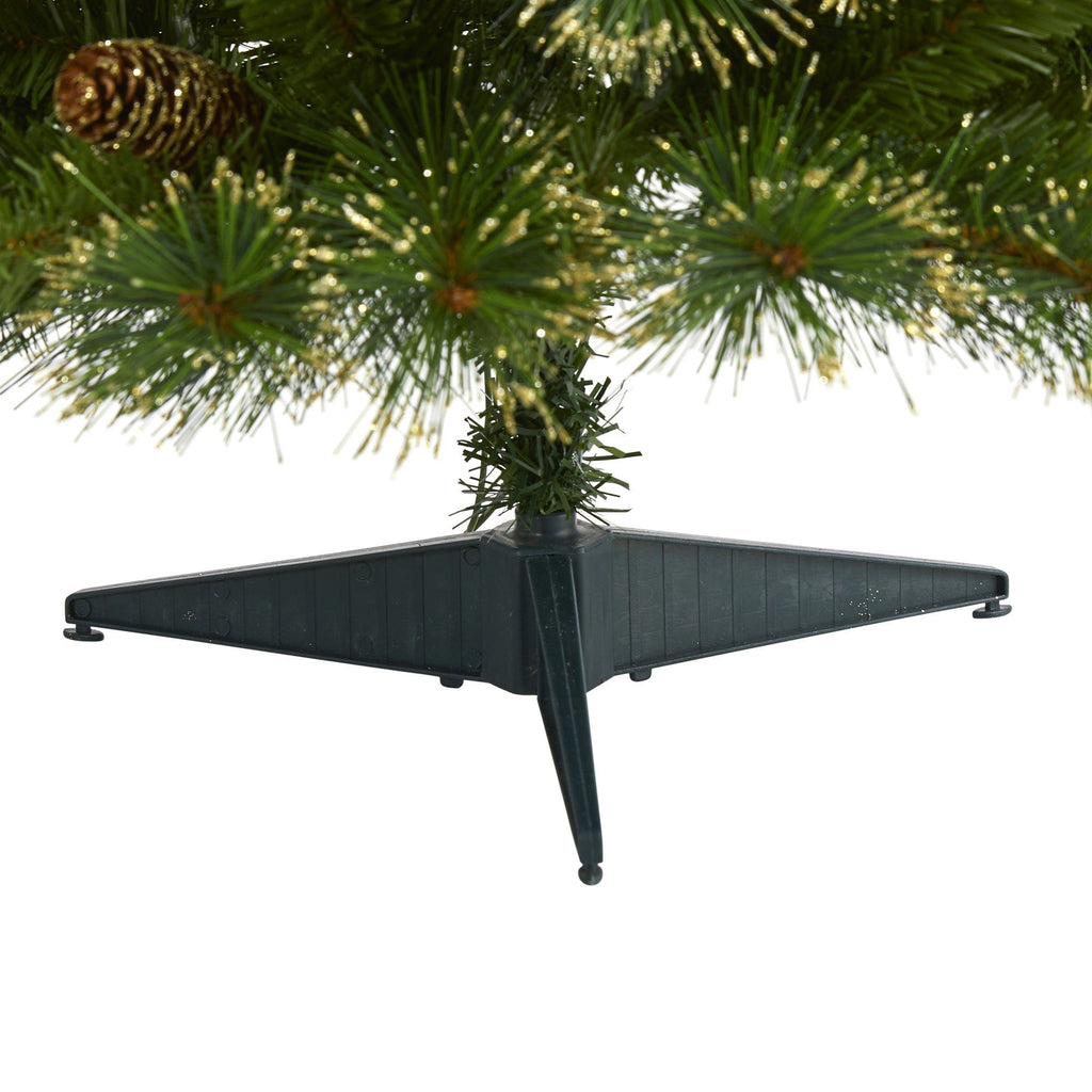 3’ Golden Tip Washington Pine Artificial Christmas Tree with 50 Clear Lights, Pine Cones and 148 Bendable Branches