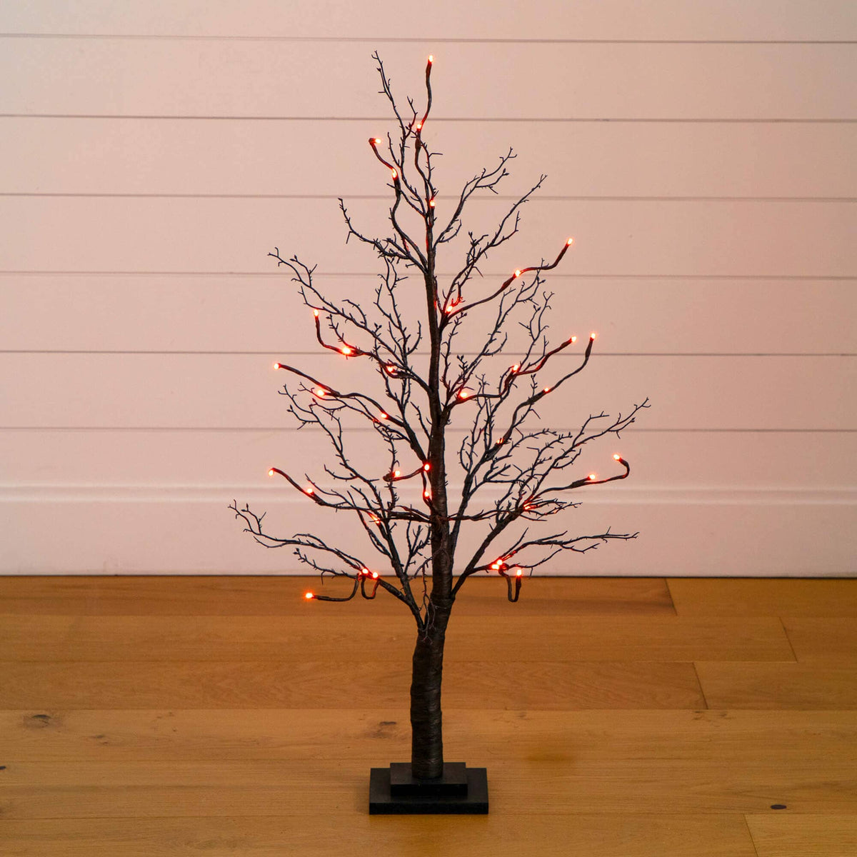 3' Pre-Lit Halloween Deluxe Black Twig Artificial Tree with 36 Orange & Purple LED Lights