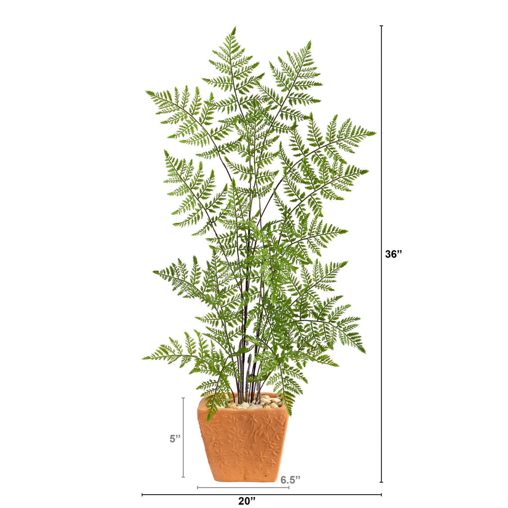 3’ Ruffle Fern Artificial Tree in Terra-Cotta Planter