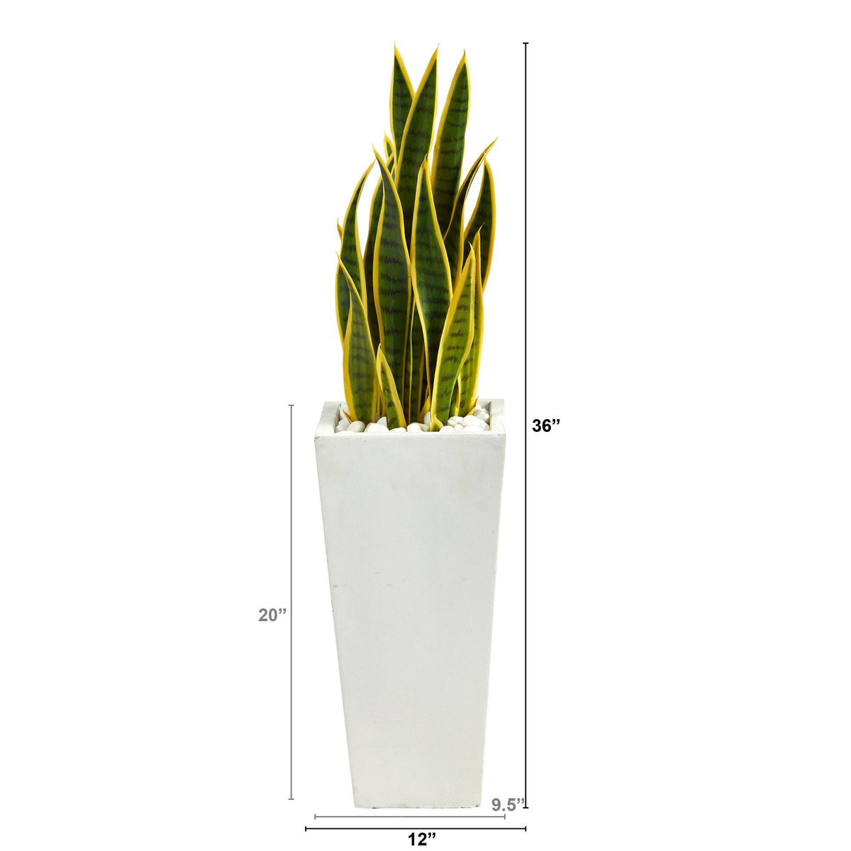 3’ Sansevieria Artificial Plant in Tall White Planter