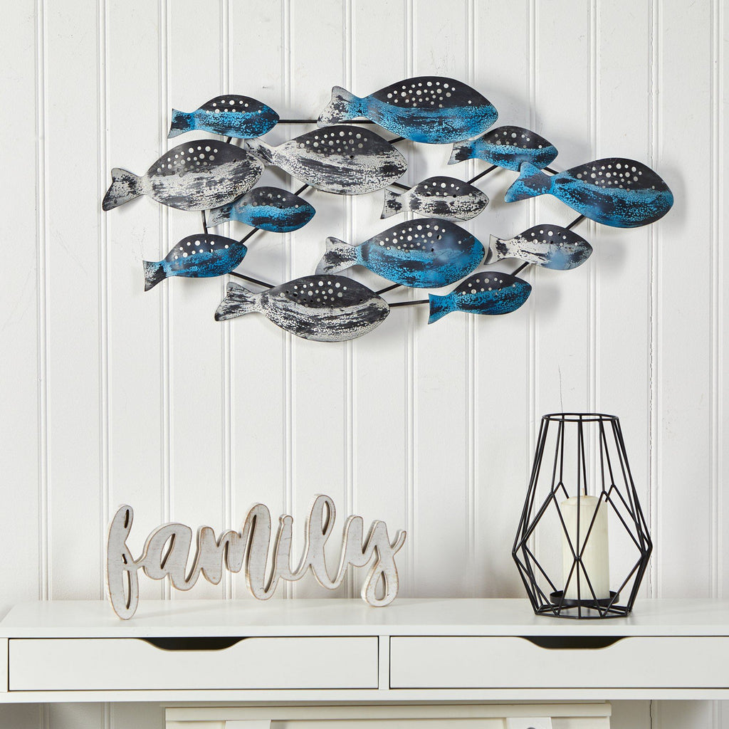 3’ x 1.5’ Coastal Fish Metal Wall Art Decor