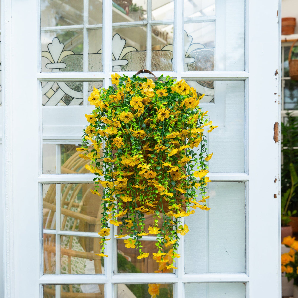 30" UV Resistant Artificial Daisy Hanging Plant (Indoor/Outdoor) - Set of 6